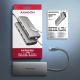 8. AXAGON HMC-8HLSA Wieloportowy koncentrator USB-C 3.2 Gen 1, 3x USB-A + 4K/60Hz HDMI + SD/microSD, Gigabit LAN, Audio, PD 100W - Srebrny