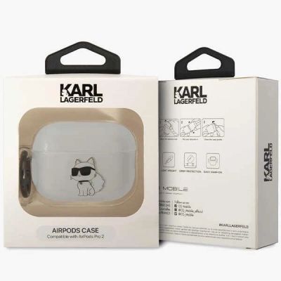 4. Etui Karl Lagerfeld Ikonik Choupette na AirPods Pro 2 - przezroczyste
