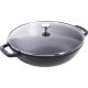 Wok żeliwny z pokrywką Staub - 30 cm, Czarny