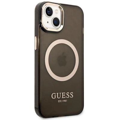 4. Etui Guess Gold Outline Translucent MagSafe na iPhone 14 - czarne