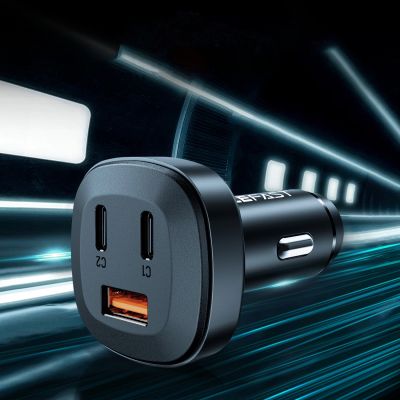 7. Acefast ładowarka samochodowa 66W 2x USB Typ C / USB, PPS, Power Delivery, Quick Charge 4.0, AFC, FCP, SCP czarny (B3 black)