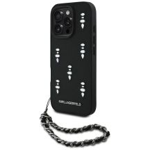Etui Karl Lagerfeld Saffiano Crystals w/Chain na iPhone 16 Pro Max - czarne