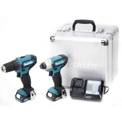 2. MAKITA CLX224X zestaw narzędzi akumulatorowych COMBO DF333D wiertarko-wkrętarka 30Nm + TD110D zakrętarka udarowa 110Nm 1/4 CXT 12V 2x 1,5Ah walizka