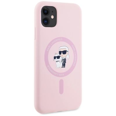 4. Etui Karl Lagerfeld Silicone Karl&Choupette MagSafe na iPhone 11 - różowe