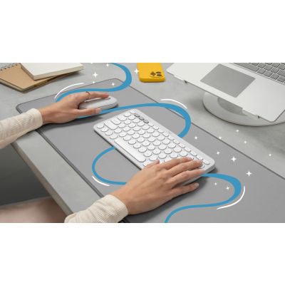 10. Logitech 920-012240 klawiatura Dołączona myszka Uniwersalne RF Wireless + Bluetooth QWERTY Amerykański międzynarodowy Biały