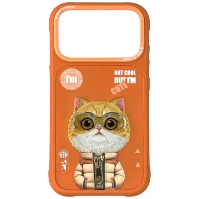 Etui Nimmy Cool&Cute 2.0 Cat na iPhone 17 Pro - pomarańczowe