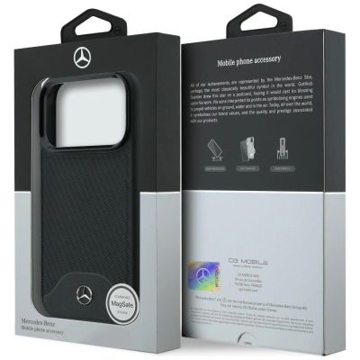 8. Etui Mercedes Leather Wood Effect and Curve MagSafe na iPhone 17 Pro Max - czarne