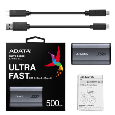5. Dysk zewnętrzny SSD ADATA Elite SE880 500GB Szary