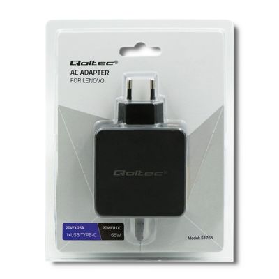 9. QOLTEC ZASILACZ DO LENOVO | 65W | 20V | 3.25A | SLIM TIP