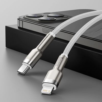 9. Kabel Baseus Cafule Series Metal Data USB-C / Lightning 20W PD 2 m - biały