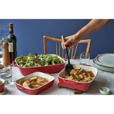 2. Zestaw 3 prostokątnych półmisków ceramicznych STAUB 40508-171-0 - czerwony