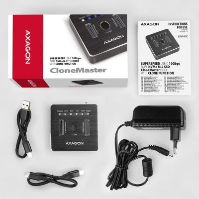 9. Axagon ADSA-M2C stacja dokująca do dysków twardych USB 3.2 Gen 2 (3.1 Gen 2) Type-C