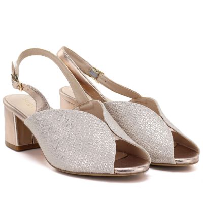 4. Sandały damskie na obcasie złote Sergio Leone SK471