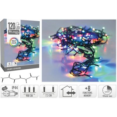 24. LAMPKI CHOINKOWE ŁAŃCUCH ŚWIETLNY 120 LED TIMER MULTIKOLOR