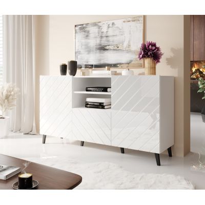 3. Komoda ABETO 150x42x82 biały/biały połysk