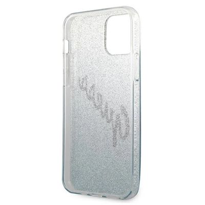 7. Etui Guess Glitter Gradient Script na iPhone 12 mini - niebieskie