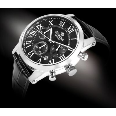 2. Zegarek Męski Giewont Chronograph Sapphire Srebrno Czarny GW6260-A2