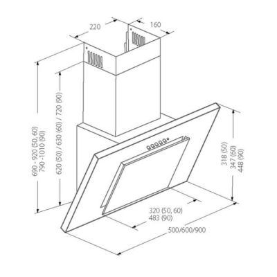 6. Okap kominowy AKPO WK-4 NERO ECO 60 SZARY / CZARNA SZYBA