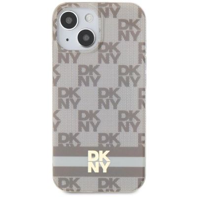 3. Etui DKNY IML Checkered Mono Pattern & Printed Stripes MagSafe na iPhone 15 / 14 / 13 - beżowe