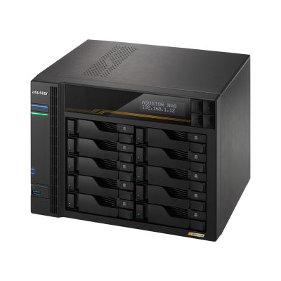 8. NAS Asustor AS6810T; Tower; 10x (3.5" SATA HDD/ 2.5" SSD); AMD Ryzen Embedded V3C14; 16G ECC DDR5 SODIMM (max. 64GB), 2x 10GbE, 2x 5GbE, 4x M.2 2280 NVMe PCIe 4.0, 2x USB4, 2x USB 3.2 Gen, 1x optional 10 GbE card