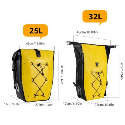 7. Sakwa rowerowa Rockbros 30140022005 wodoodporna 25-32L - żółta