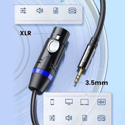 4. Kabel audio Orico AXKF mini jack 3,5 mm do XLR żeńskiego 5 m - czarny