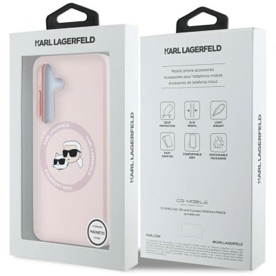 8. Etui Karl Lagerfeld Silicone Double Heads And Circle MagSafe Samsung Galaxy S25 różowy
