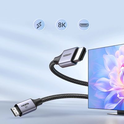 2. Kabel Ugreen HD163 15514 mini HDMI / HDMI 2.1 8K 1m - szary