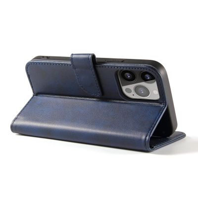 3. Etui portfel z klapką podstawką do iPhone 15 Pro Magnet Case - niebieskie