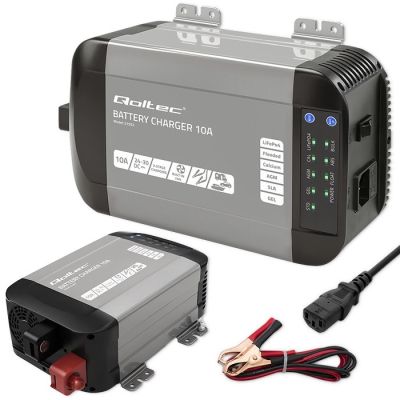 12. Qoltec Inteligentna ładowarka Monolith do akumulatorów LiFePO4 AGM GEL SLA | 10A | 24V
