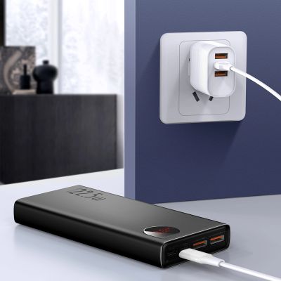 9. Baseus Adaman powerbank z szybkim ładowaniem 20000mAh 22.5W + kabel USB-A - USB-C 3A 0.3m czarny