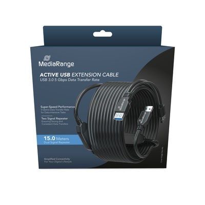 2. MediaRange MRCS244 kabel USB USB 3.2 Gen 1 (3.1 Gen 1) 15 m 2 x USB A USB A 5 Gbit/s Czarny