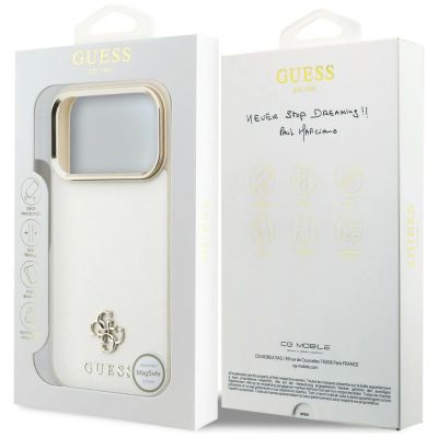 8. Etui Guess Saffiano Small 4G & Classic Logo MagSafe na iPhone 17 Pro Max / 18 Pro Max - beżowe