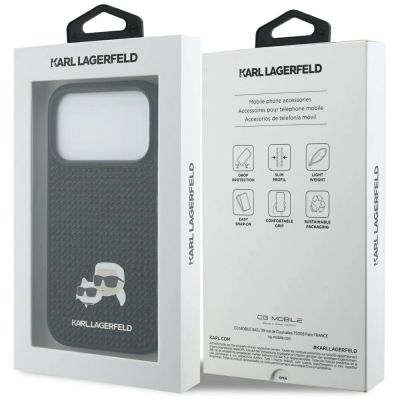 8. Etui Karl Lagerfeld Rhinestones Karl&Choupette Pin na iPhone 17 Pro - czarne
