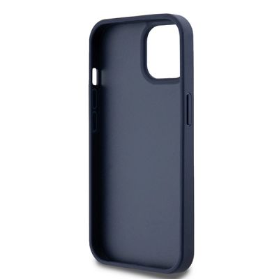 7. Etui DKNY Leather Mono Stripe & Metal Logo na iPhone 15 / 14 / 13 - niebieskie