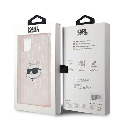 8. Etui Karl Lagerfeld IML Choupette Head & Monogram na iPhone 11 / Xr - różowe