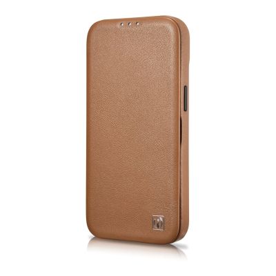 7. iCarer CE Premium Leather Folio Case skórzane etui iPhone 14 Plus z klapką magnetyczne MagSafe brązowy (WMI14220715-BN)