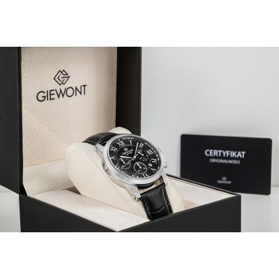 8. Zegarek Męski Giewont Chronograph Sapphire Srebrno Czarny GW6260-A2
