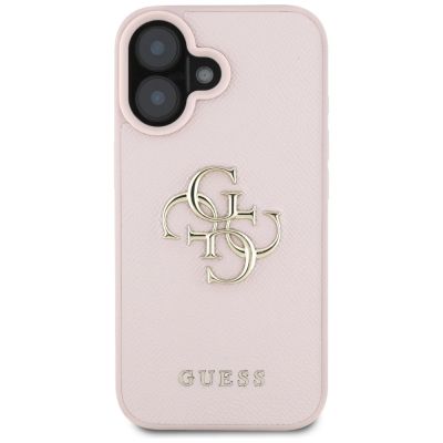 3. Etui Guess Grained Big 4G Logo Small Classic Logo na iPhone 16 - różowe