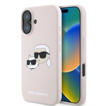 Etui Karl Lagerfeld Silicone nauble Heads Print MagSafe na iPhone 16 Plus - różowe