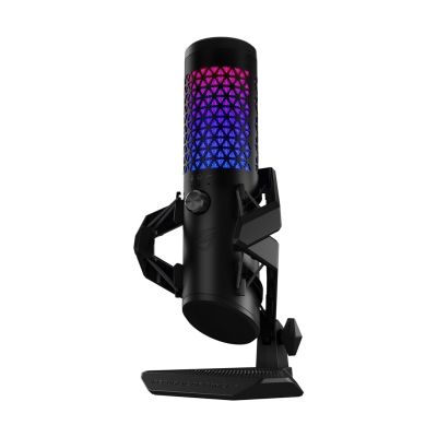 ASUS ROG Carnyx USB Gaming Microphone (25mm condenser capsule, 192kHz/24-bit, cardioid, high-pass filter, built-in pop filter, metal shock mount, one-touch mute, USB, Aura Sync RGB)- Black