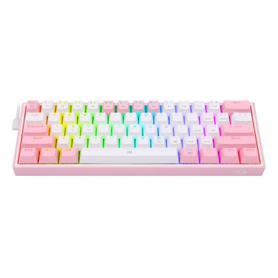 6. REDRAGON K617-RGB Fizz RGB White/Pink klawiatura USB Różowy, Biały