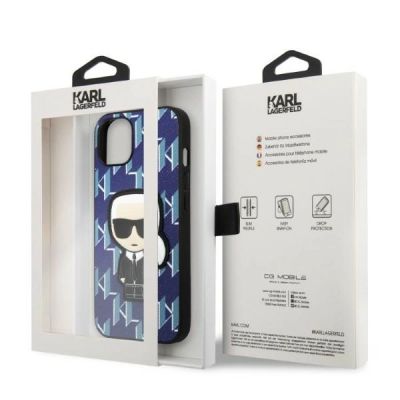 8. Etui Karl Lagerfeld Monogram Ikonik Patch na iPhone 13 mini - niebieskie
