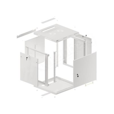 21. SZAFA INSTALACYJNA RACK WISZĄCA 19" 12U 600X600 SZARA DRZWI METALOWE (FLAT PACK)