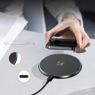 8. Ładowarka indukcyjna Wozinsky WLI-01Y 15W Qi z kablem USB-C - czarny