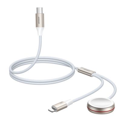 6. Joyroom 2 w 1 kabel lightning i ładowarka indukcyjna do Apple Watch 1.5m biały (S-IW012)