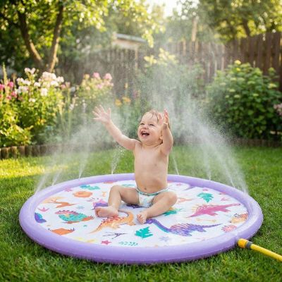 4. MATA DMUCHANA OKRĄGŁA 154x7CM PLAC ZABAW FONTANNA DINOZAURY 51627