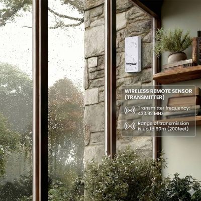 7. GREENBLUE BEZPRZEWODOWA STACJA POGODY, TEMPERATURA IN/OUT, ZEGAR, DO WYBORU °C / °F, ZASIĘG DO 60M GB162