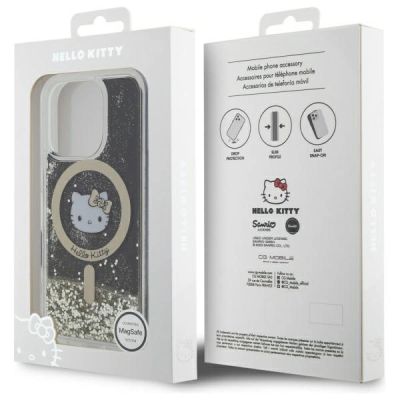 8. Etui Hello Kitty Liquid Glitter Fever MagSafe na iPhone 16 Pro - złote
