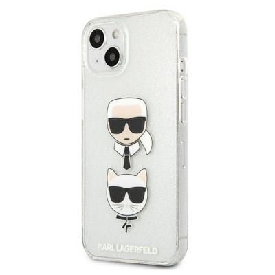 2. Etui Karl Lagerfeld Glitter Karl's & Choupette Head na iPhone 13 mini - srebrne